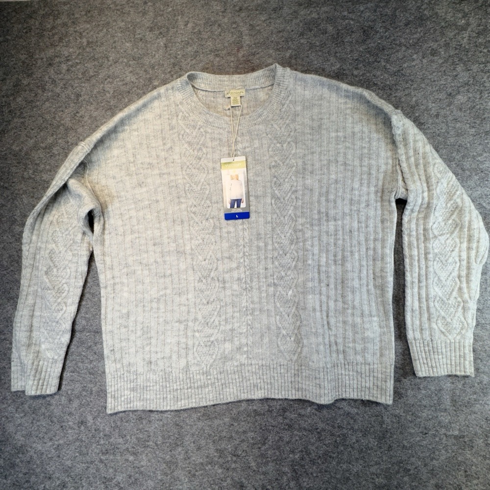 Legendary Outfitters Womens Garnet Heather Gray, Size XL Cozy Cable Knit Sweater